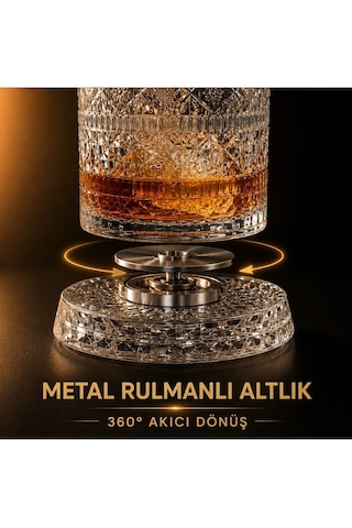 360 Dönen Metal Rulmanlı Premium Cam Bardak Ve Özel Altlık 270 Ml Kokteyl Viski Bardağı 1 Hili 360 Dönen Metal Rulmanlı Premium Cam Bardak Ve Özel Altlık 270 Ml Kokteyl Viski Bardağı Şeffaf