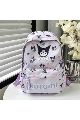 Öğrenci Karikatür Baskı Sanrio Büyük Kapasiteli Omuz Çantası-mor Mor