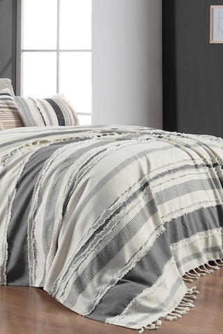 Sarev Reyna Siyah Çift Kişilik %100 Pamuk Yatak Örtüsü Siyah