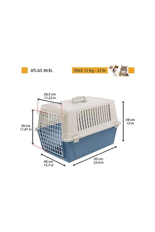 Ferplast Atlas 30 Kedi Küçük Irk Köpek Taşıma Kabı Mavi 40 x 60 x 38 CM