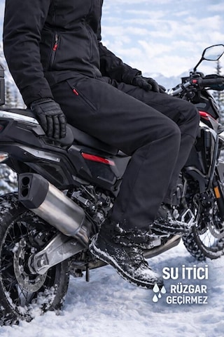 Vatan Tekstil İçi Polarlı Kışlık Softshell Rüzgar Geçirmez Su İtici Kumaş Erkek Motorcu Pantolonu