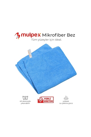 Mulpex Mikrofiber Genel Temizlik Bezi Mavi 40 x 40 CM 400 Adet