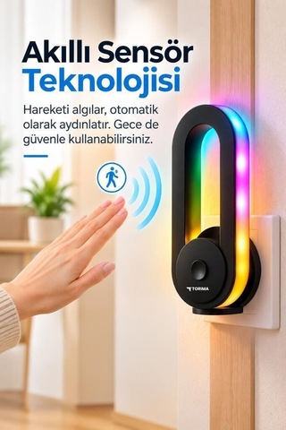 Delux Serisi Gece Lambası Lw43 Siyah Salon Işığı Dekor Aydınlatma Priz Armatürü