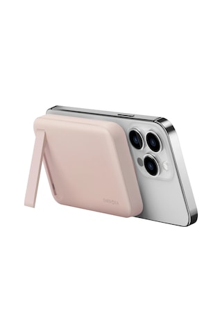 Magpac Mini 10.000 Mah 20w Type-c 15w Kablosuz Şarj - Stant Özellikli Magsafe Powerbank - Pembe Koyu Gri