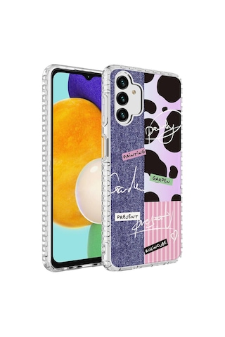 Samsung Galaxy Uyumlu A04s Kılıf Airbag Kenarlı Renkli Desenli Silikon Zore Elegans Kapak