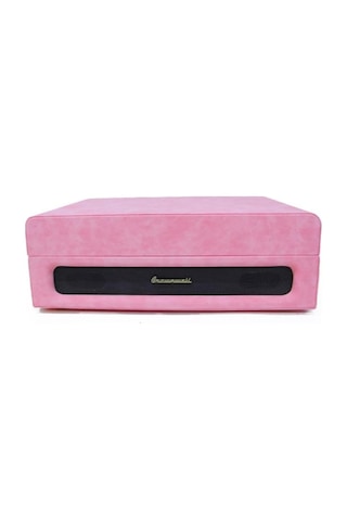 Casablanca Serisi Retro Çanta Pikap Pembe Süet Kaplama, Dahili Hoparlörlü, 3 Hızlı 33/45/78 Rpm , Bluetooth Bağlantılı, Taşınabilir Vintage Plak Çalar