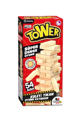 Ahşap Jenga Denge Oyunu Tower Büyük Boy 54 Parça