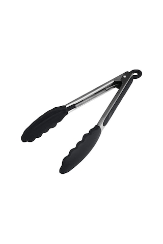 3 Lü Mutfak Seti Mutfak Makası + Silikon Kızartma Maşası 29 Cm + Silikon Uçlu Çelik Maşa 23 Cm Siyah