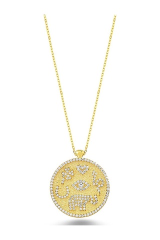 Zirkon Taşlı Hayat Madalyon Gümüş Kolye