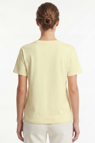 Goffra Kadın Vision V Yaka Premium Kalite Yoğun Dokulu Pamuklu T-shirt Sarı W102-r0220-03