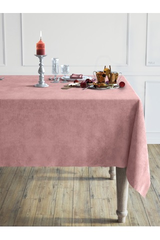 Daily Series Kadife Dokulu Buğulu Gül Rengi Masa Örtüsü Buğulu Gül