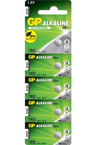 GP 192 LR41 1.5V Alkalin Blister Düğme Pil 5'li
