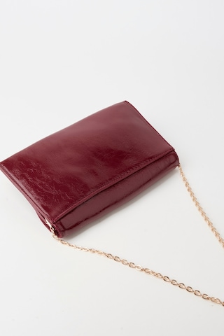 Vivaq Kadın Bordo Zarf Tasarım 2 Bölmeli Mini Zincir Askılı Çıt Çıt Kapama Clutch Ve El Çantası