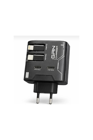 Gan Pd Hızlı Şarj Adaptörü 40w Lightning Kablolu Hızlı Şarj Çoklu Çıkış Usb-c Cihazı Ev Ofis Uyumlu