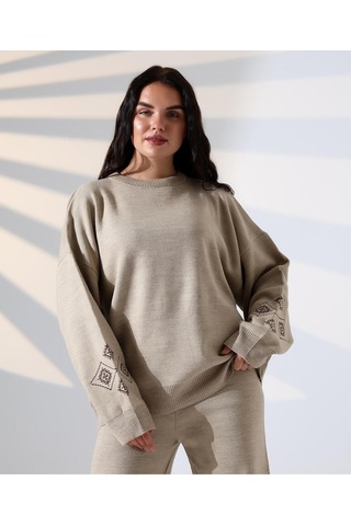 Marakeş Esintisi Alt-üst Triko Takım Vizon