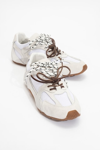 Luvishoes Serena Beyaz Süet Hakiki Deri Fileli Kadın Spor Ayakkabı Beyaz