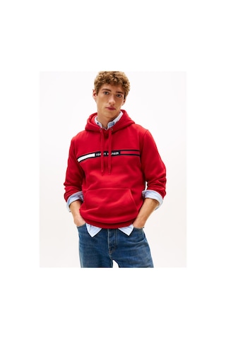 Tommy Hilfiger Hılfıger Chest Insert Hoody Erkek Kırmızı Sweatshirt - Mw0mw37361 Kırmızı