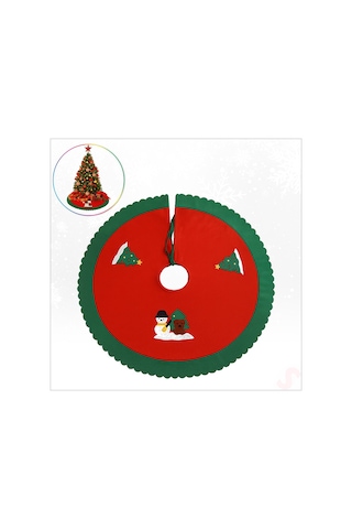 Yılbaşı Çam Ağacı Altı Örtüsü Desenli - 90 Cm