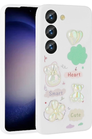 Galaxy Uyumlu A54 Kılıf Kabartma Figürlü Parlak Hptk Toys Silikon Kapak - Beyaz Beyaz