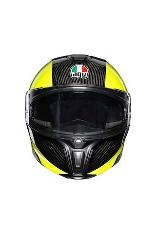 Agv Sport Carbon Yellow Modular Çene Açılır Kask Sarı - Siyah