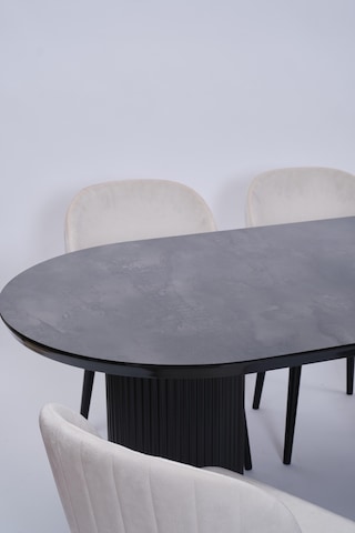 Bohem Göksu Lak Panel Yemek Masa Sandalye Takımı 90x170 Siyah
