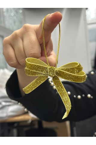 Paşateks Simli Altın Fiyonk Askılı Yılbaşı Noel Ağaç Süsü Ve Dekoratif Kurdele