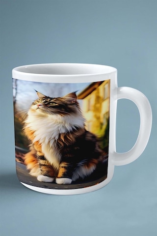 Maine Coon Kedi İsimli Kişiye Özel Baskılı Kupa Bardak Model 14 Çok Renkli