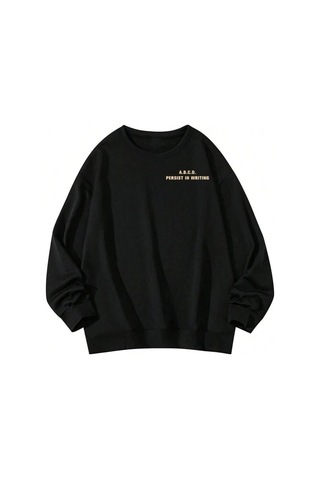 Siyah Oversize Bisikletyaka Wr Baskılı Sweatshirt Siyah