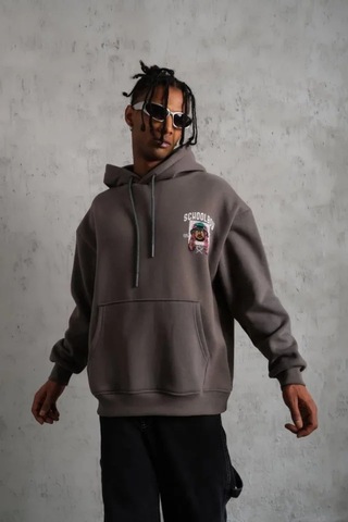 Veraura Lifestyle Erkek School Boy Baskılı Kapüşonlu Sweat - Gri