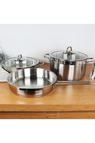 Serenk Modernist 5 Parça Çelik Tencere Ve Tava Seti