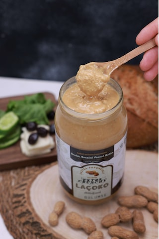 Laçoko Kişiye Özel Şekersiz Saf Katkısız Fıstık Ezmesi Glutensiz Vegan Doğal Çifte Kavrulmuş Parçacıklı Extra Crunchy Yer Fıstığı Ezmesi 2 x 1 KG