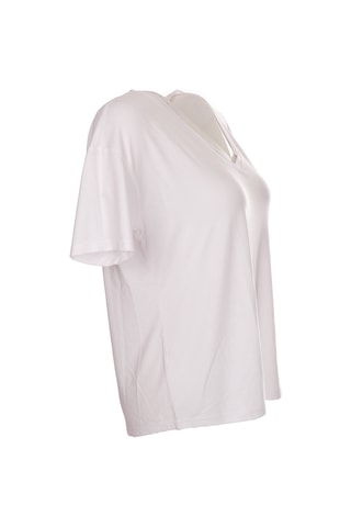 Ysatis V Yaka Oversize Minimalist Kadın Bluz - Kısa Kol - Günlük Beyaz