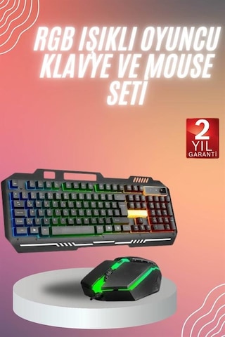 Rgb - 182 - Işıklı Gaming Oyuncu Klavye Q Klavye - Kmrsfres - Mouse