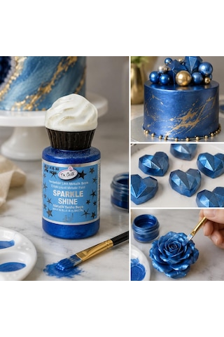 Dr. Gusto Sparkle Sıvı Metalik Boya Mavi Yenilebilir Pasta Ve Tatlı Dekor Boyası