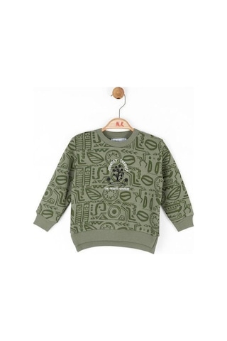 Nk Kids Erkek Bebek Pamuklu İki İplik Yazılı Desert Sweatshirt-14722 Haki