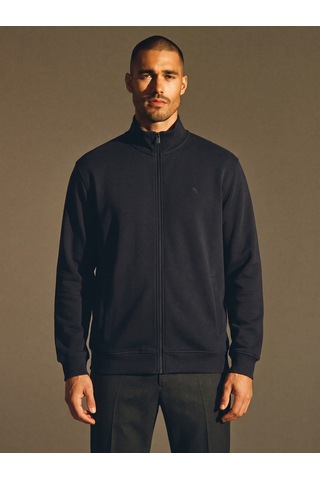 Maccali Erkek Lacivert Büyük Beden Pamuklu Fermuarlı Sweatshirt