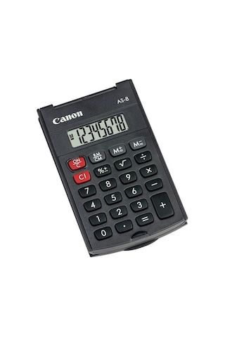 Canon As-8 Siyah 8 Haneli Kapaklı Cep Tipi Hesap Makinesi-151984 Diğer