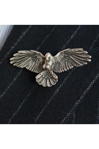 Coolmenclub Kartal Figürlü Yaka Broşu Gümüş