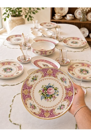37 Parça Modern Royal Boutique Kahvaltı Takımı Gold-4451 Çok Renkli
