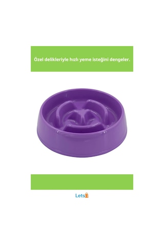 Mikopet Yavaş Mama Yeme Kabı 375 Ml. Plastik Mor, Mavi, Yeşil, Pembe Çok Renkli
