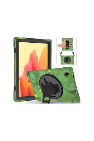 Galaxy Tab A7 Lite 8.7 T220 Uyumlu Tam Koruma Defender Askılı 360 Dönebilir Standlı Zırh Tablet Kılıfı Korumalı Kapak