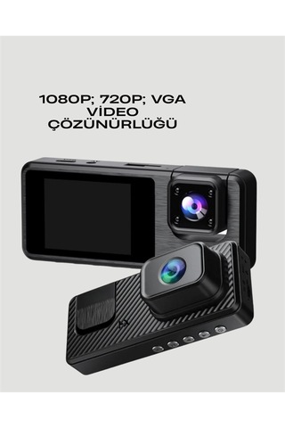 3 Kanallı Araç Kamerası Full Hd 1080p Kayıt, 2 Ekran, Park Gözetimi Desteği Yeni Nesil