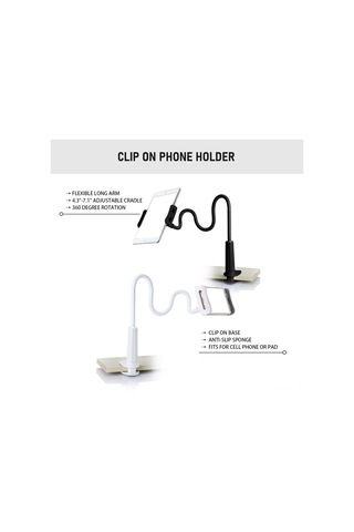 Konesam 80cm Uzun Kol Metalik Telefon Ve Tablet Tutucu, 360 Derece Döner, Ev Ve Ofis İçin Esnek Klemli Tutucu, Siyah Renk Diğer