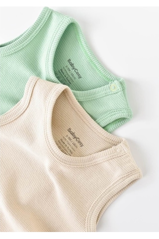 Rebebe Babycosy Organik 2 Li Askılı Badi - Csyw1000 - Rebebe Yeşil - Krem