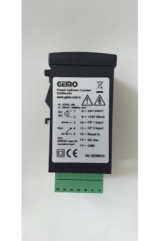 Gemo Ds204-24V Dijital Sayıcı Counter Besleme Voltajı:18.32Vdc-Ac