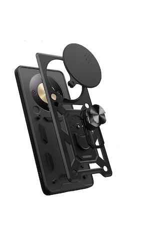 Honor Magic 8 Lite 5g Kılıf Tam Korumalı Magnetik Standlı Kamera Korumalı Sürgülü Vega Kapak Lacivert