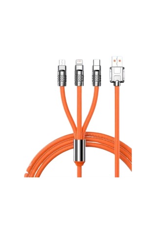 3 İn 1 Süper Hızlı Şarj Kablosu Android Ve İos Uyumlu Silikon Şarj Kablosu