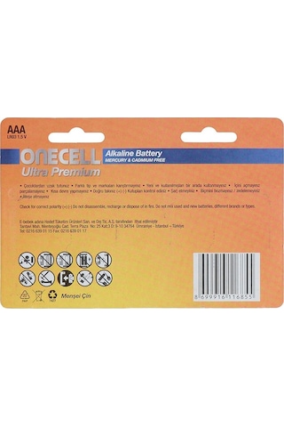 Onecell LR03 Ultra Premium 1.5V AAA Alkalin Pil 8'li