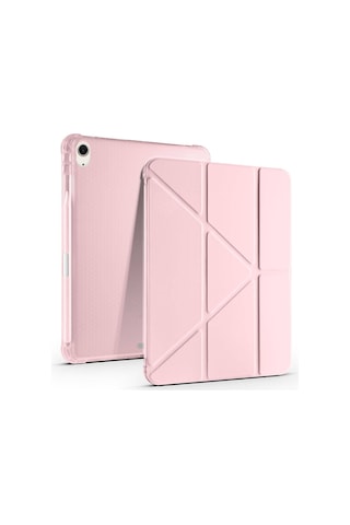 Apple Uyumlu iPad Air 11'' M3 2025 m2 2024 Üçgen Katlanabilir Kalem Şarj Bölmeli Standlı Kılıf Kapaklı