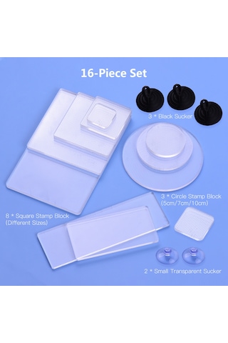 Lemestar "16 Parçalı Dıy Damga Seti - 3 Yuvarlak, 8 Kare, 5 Emici Ped İle Özel Tasarım"